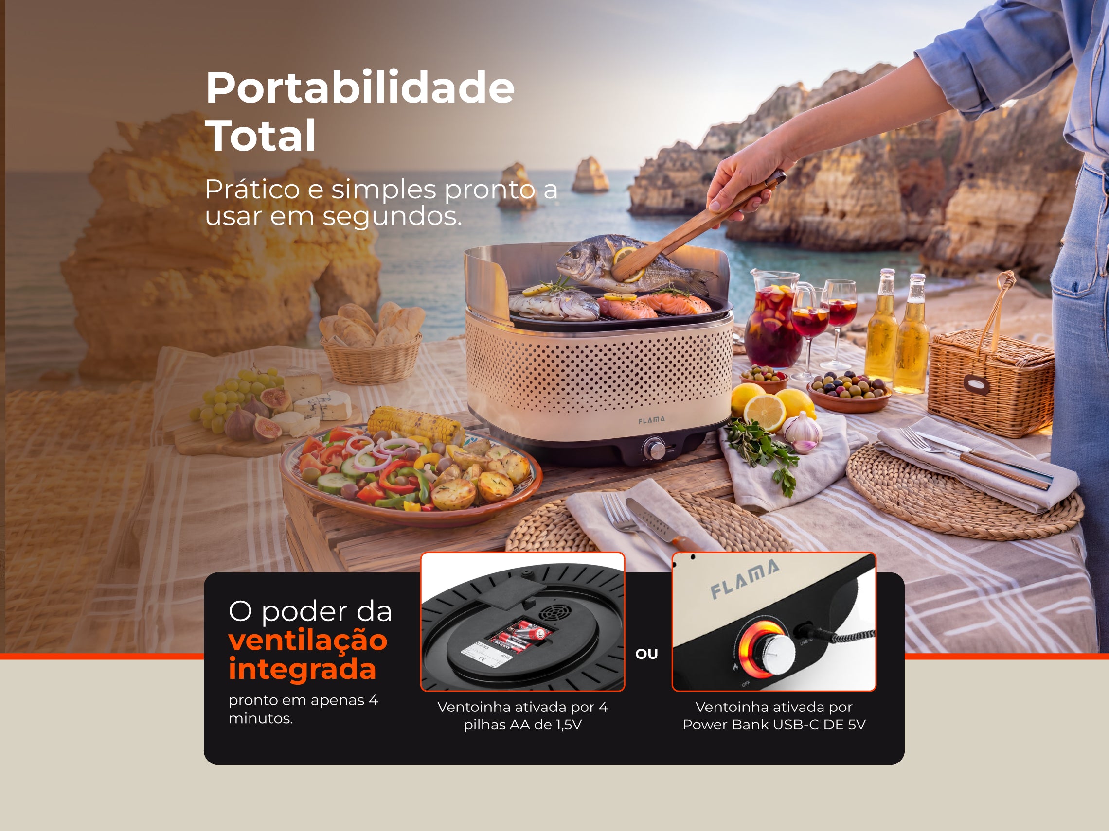 Grelhador a Carvão Mastergrill EVO Sand 4012FL FLAMA
