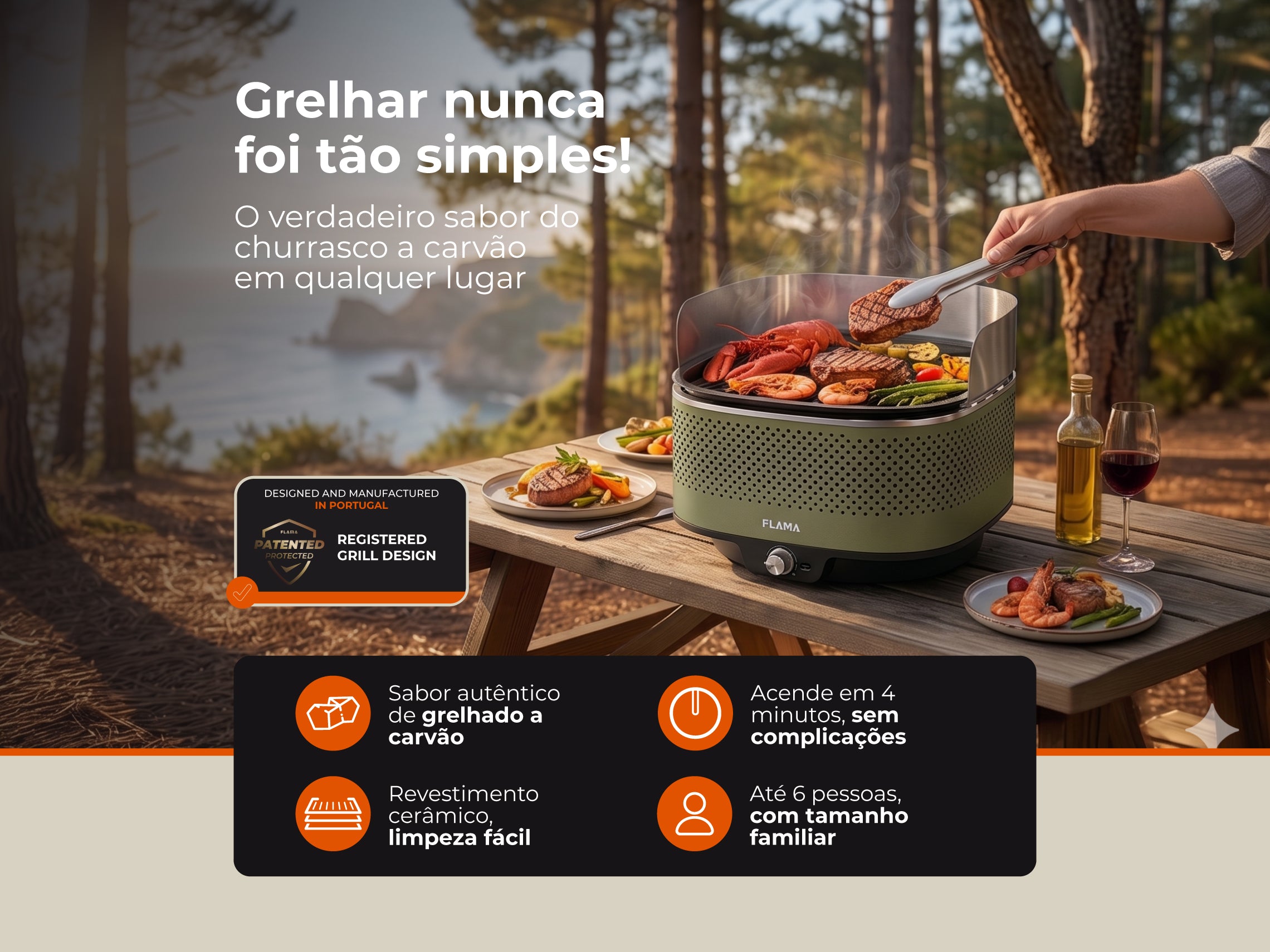 Grelhador a Carvão Mastergrill EVO Forest 4014FL – FLAMA