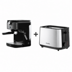 Pack Máquina de Café Expresso 1221FL + Torradeira Preta Inox 961FL FLAMA